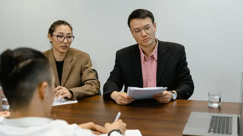 A meeting inside an office